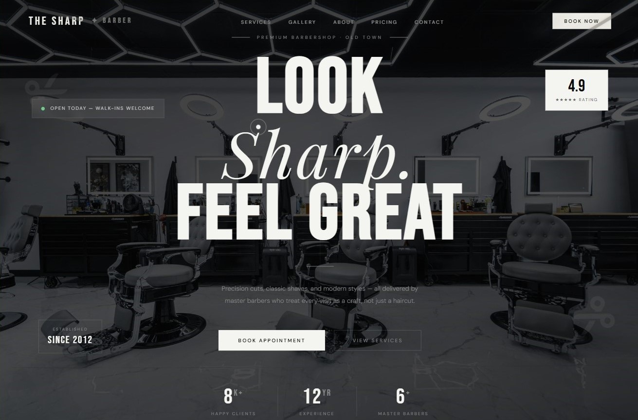 The Sharp — Barbershop Website
